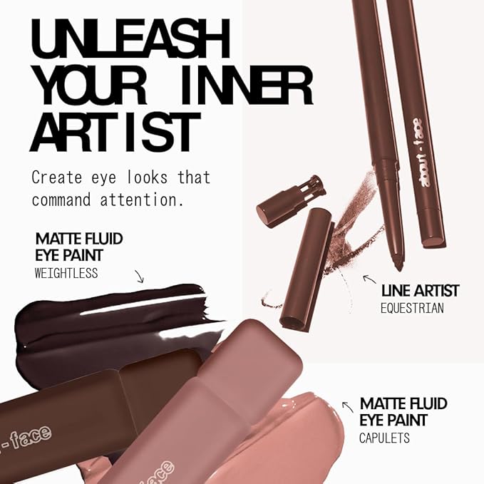 about-face Matte Fluid Eye Paint Weightless – High-Pigment Liquid Eyeshadow, Long-Lasting, No-Budge Matte Finish, Vegan & Cruelty-Free (Chocolate Brown)