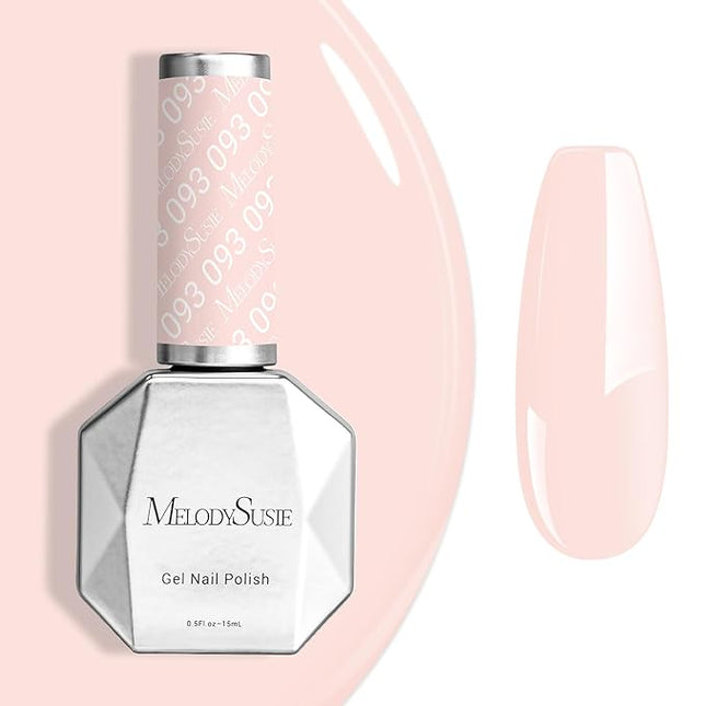 MelodySusie 0.5fl oz Nude Pink Gel Nail Polish, Nails Soak Off UV LED Light Rose Pink Nude Gel Polish Gift for Women Nail Art Manicure Salon DIY Nail Design Decoration at Home-093-A2407