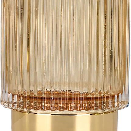 DASITON Makeup Brush holder Organizer,Crystal Cosmetic Makeup Brush Glass Brushes Storage Holder, Vintage Make Up Brush Cup Pen Pencil Holder striped vase(Coffee S)