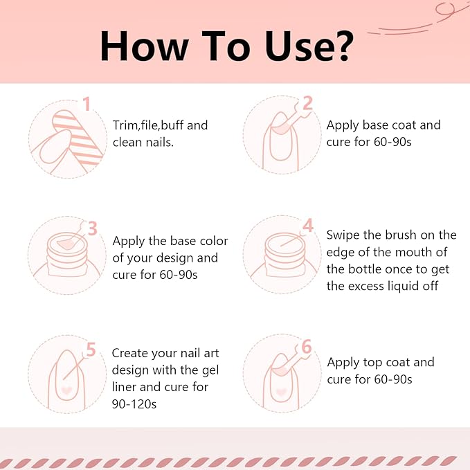 JODSONE Art Gel Liner Set 10 Colors Black Red Blue Need U V Lamp Cured with Thin Brush Gift for Girls at Home Salon Design