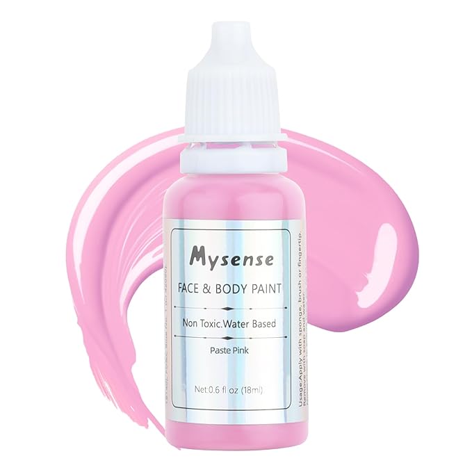 Mysense Pastel Pink Face Body Paint,Water Based Washable Cream Body Paint for Adults and Children,Pink Face Painting for Halloween Special Effects Cosplay Makeup,0.6oz