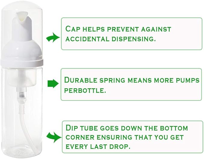 12 Pcs Empty Bottle Travel Soap Bottle | Plastic Foam Dispenser Bottle | Mini Foaming Soap Pump Dispenser for Cleaning, Travel, Cosmetics Packaging (2 oz)