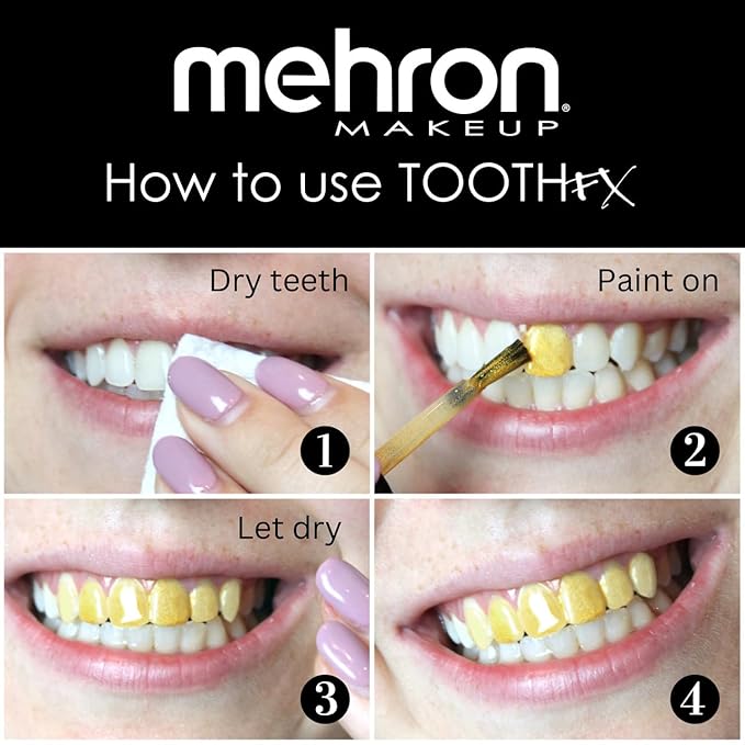 Mehron Makeup Tooth FX Gold | Temporary Tooth Paint | Perfect for Creating Gold Teeth SFX & Pirate Teeth Makeup for Halloween, Costume, Cosplay, & Theater .125 oz (4 ml)