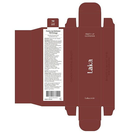Laka Fruity Lip Glotioner, 10ml/0.33 fl.oz, Lip Gloss with High Shine Vivid Colors, Jelly tip for Hygienic & Easy Application, K-Beauty (#709 Vintage)