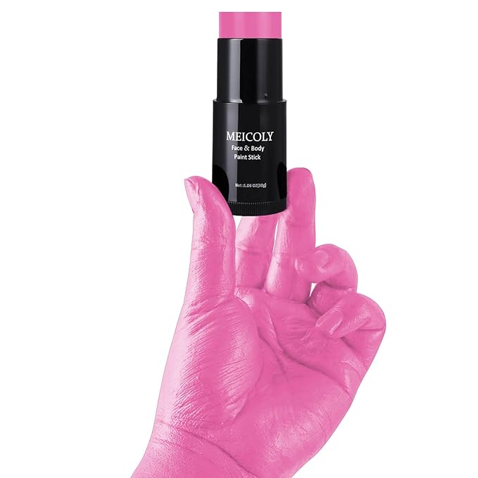 MEICOLY Pink Face Body Paint Stick(1.06 Oz),Cream Blendable Halloween Face Paint ,Sweatproof Waterproof Body Paint Makeup Oil Based Stick for Special Effects SFX Cosplay