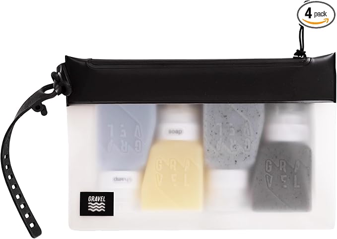 Gravel TSA Approved Travel Bottles – Leakproof, BPA-Free, Compact Toiletry Containers (4-Pack, 3oz)