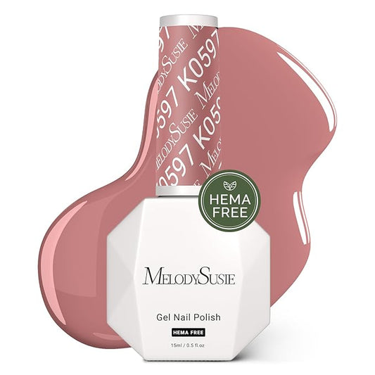 MelodySusie Hema Free Gel Nail Polish, 0.5 Fl Oz Thick Deep Nude Pink Gel Polish, Non-Toxic, Long Lasting, Soak Off UV Nail Polish, Manicure Nail Design Salon DIY Nail Art at Home K0597