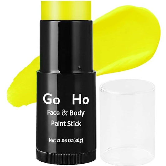 Go Ho Cream-Blendable Light Yellow Face Paint (1.06 oz),Eye Black Sports Stick,Full-coverage Pale Yellow Face Body Paint Stick for Party Halloween Cosplay SFX Makeup