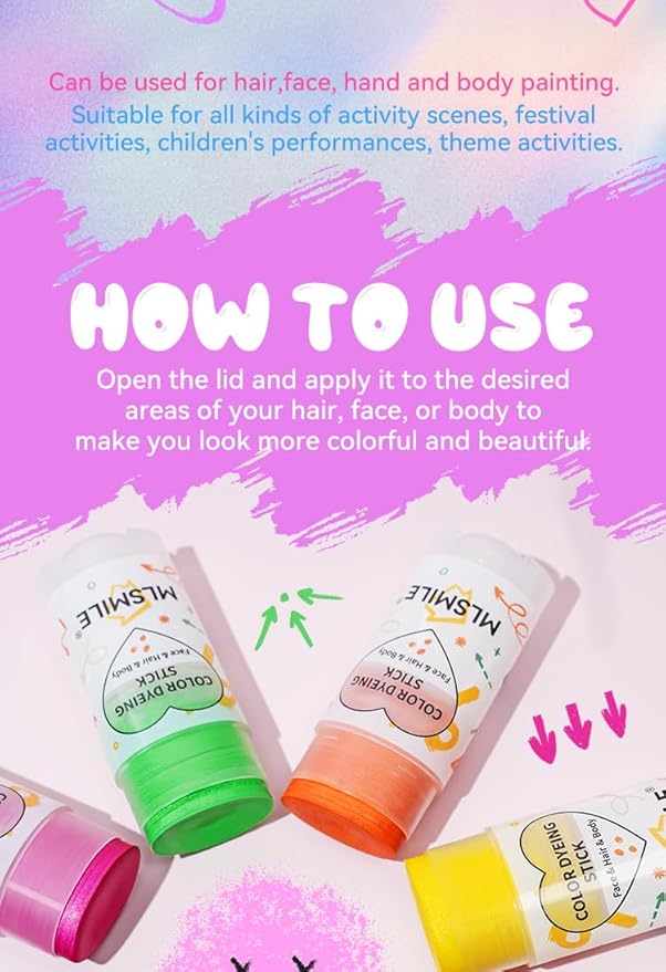 3 in 1 Hair Dye Stick, Temporary Hair Color Wax Stick, Washable Hair Dye for Women & Kids, Highly Pigmented, Pearlized Body Face Paint Makeup for Daily, Halloween Christmas Party Cosplay (Green)