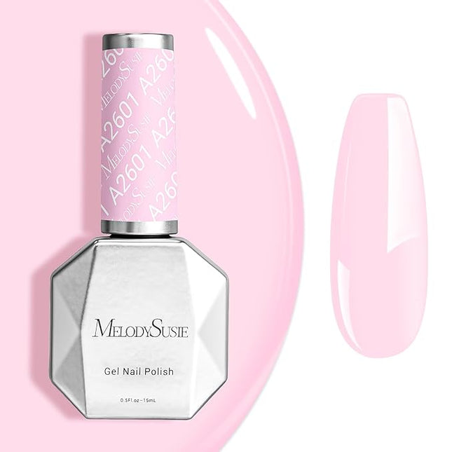 MelodySusie 15ML Milky Pink Gel Nail Polish, Nails Soak Off UV LED Creamy Pink Gel Polish Gift for Women Nail Art Manicure Salon DIY Nail Design Decoration at Home-A2601
