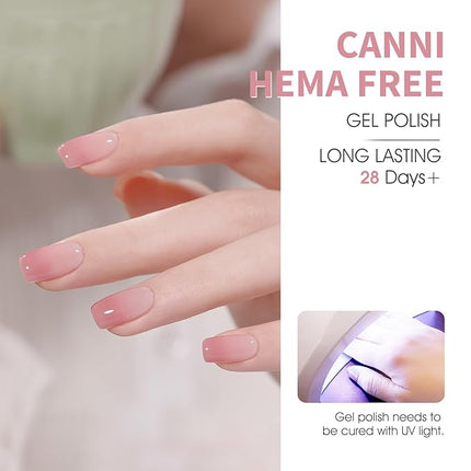 CANNI Jelly Gel Nail Polish Set – 6 Sheer Colors (Milky White, Light Pink, Nude Peach), 9ML Each, Transparent Soak Off UV LED HEMA-Free Manicure Gel for Women