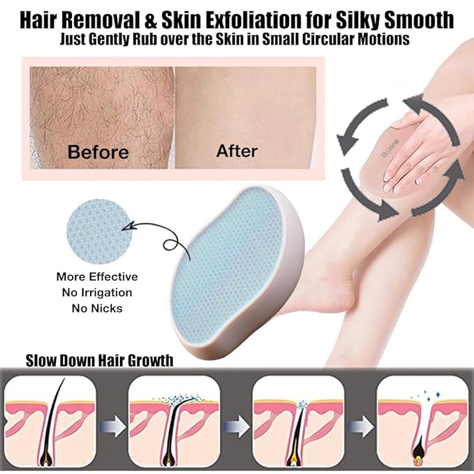 Premium Crystal Hair Eraser,Painless Exfoliation Hair Removal Epilator,Nano Glass Hair Remover for Women,Natural Gentle and Efficient Shaver Trimmer on Leg Arm(Light Pink)