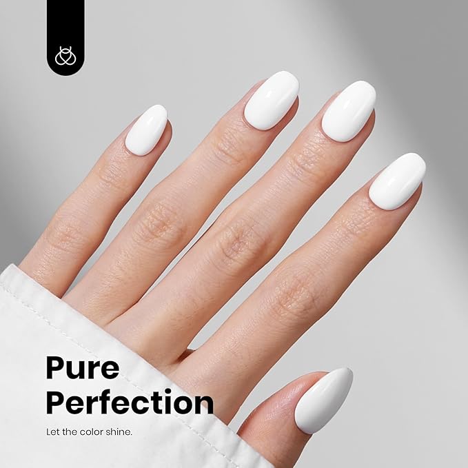 Beetles White Gel Polish - White Rhythm 15ML Hema-Free Gel Polish, base Colors for French Nails Design Soak Off UV Colorful Bottle Nail Art Manicure