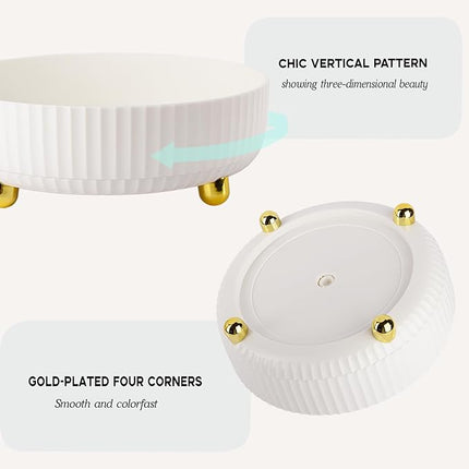 Anyoifax Makeup Perfume Organizer Tray 360 Degree Rotating Lazy Susan Skincare Lotion Organizer Spinning Cosmetics Storage for Dresser, Vanity, Bathroom Countertop, Large Ivory White