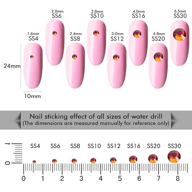 1440Pcs Dawn Light Crystal Rhinestones,Glass Flatback Rhinestones Gemstones Small for Nail Face Makeup Art Crafts Clothes Decoration -(SS8,2.4mm,Dawn Light)