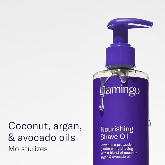 Flamingo 3-Step Shaving Set for Women - Smoothing Prep Scrub, Nourishing Shave Oil, and Soothing Post Shaving Serum - Glow Shave Collection