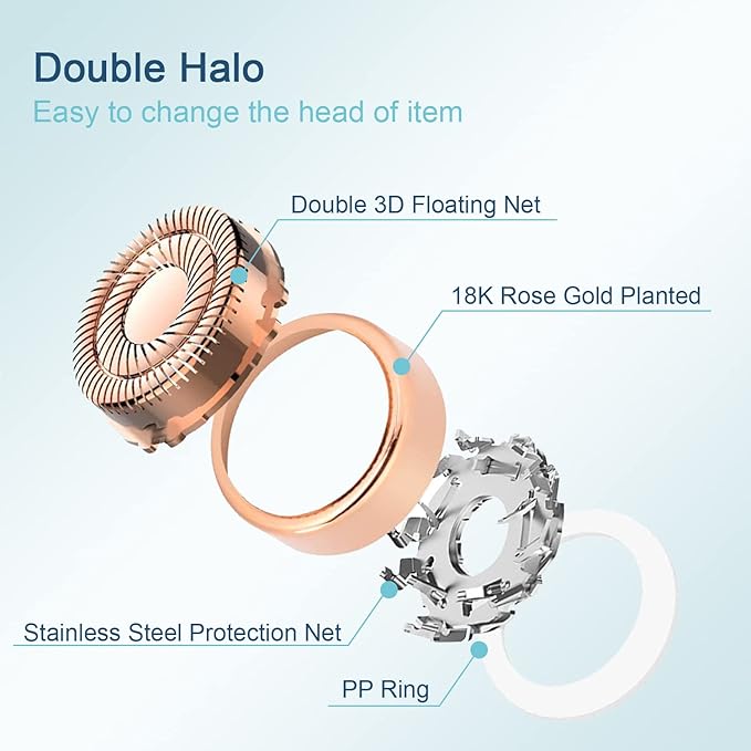 Women's Facial Hair Remover Replacment Heads Generation 2 Double Halo Perfect for Finishing Touch Flawless Gen 2 Facial Hair Removal,18K Gold-Plated 4-pc Pack