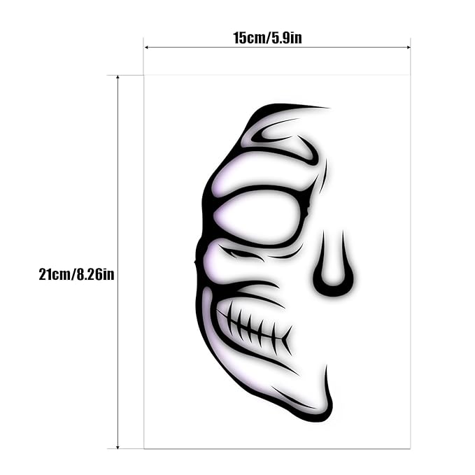 Halloween Face Temporary Tattoo, Spooky Half Face Temporary Tattoos, Face Temporary Tattoo Sticker, Halloween Makeup Tattoo Stickers for Women Adults Halloween Stage Masquerade Party 8Pcs