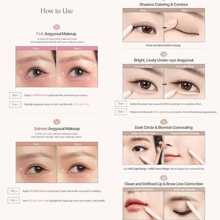 Heart Percent Dote On Mood Gel Eyeliner Pencil – Long-Lasting Waterproof Smudge Proof Smooth Retractable, Aegyo Sal Makeup, Under Eye Highlighter with Built-In Sharpener, #03. Light Beige