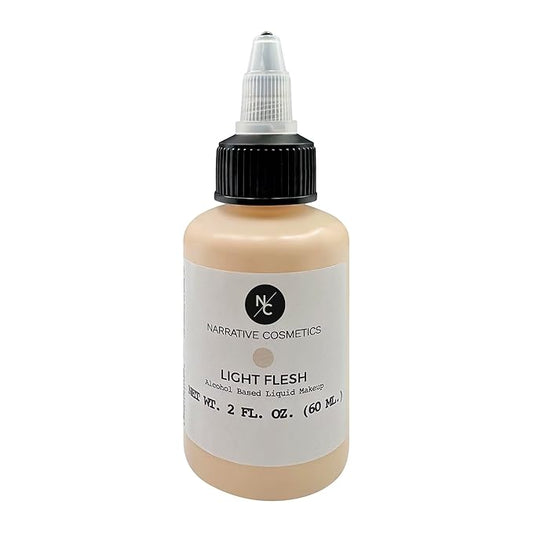 Flesh Tone Alcohol Airbrush Paints - 2 fl oz, Skin Safe, Quick Dry, Waterproof, Sweatproof, Transferproof Liquid Makeup for Tattoo Cover-Up, Bodypainting, FX Makeup - Light Flesh