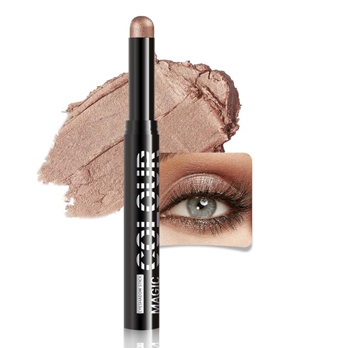 Nuetral Nude Shimmer Cream Eye Shadow Stick Makeup for Women, Bonze Nude Shimmer Matte Eye Shadow Brightener Stick for Eyes, Waterproof Eyeshadow Pencil Applicator Blendable for Eye Highlight 07