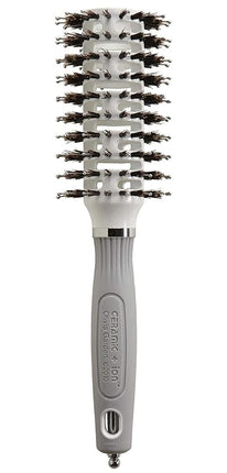Olivia Garden Ceramic + Ion Turbo Vent Combo Hair Brush - Not Electrical - Ionic and 100% Boar Bristles - Professional Round Blowout Brush for Normal to Thick Hair