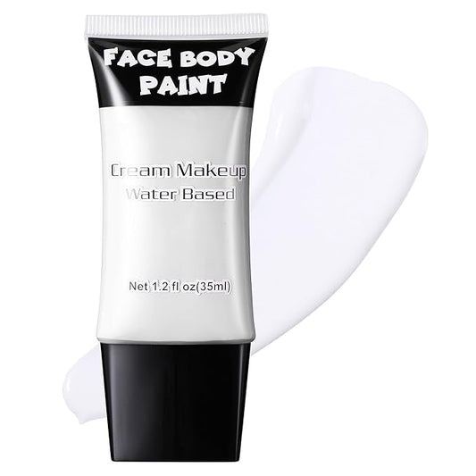 White Face Paint, Water Based Full Body Paint Halloween Makeup,Cream Face Paint & Body Paint For Adults Skull Joker Vampire Skeleton SFX Cosplay Costumes 1.2 fl oz (35ml)