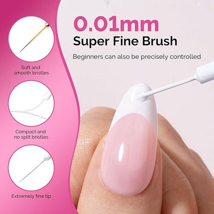 MelodySusie 8ML White Gel Liner Nail Art Polish,for Line and Patterns of Painting,French Nail Tips,DIY Manicure Pedicure for Home DIY Salon Use