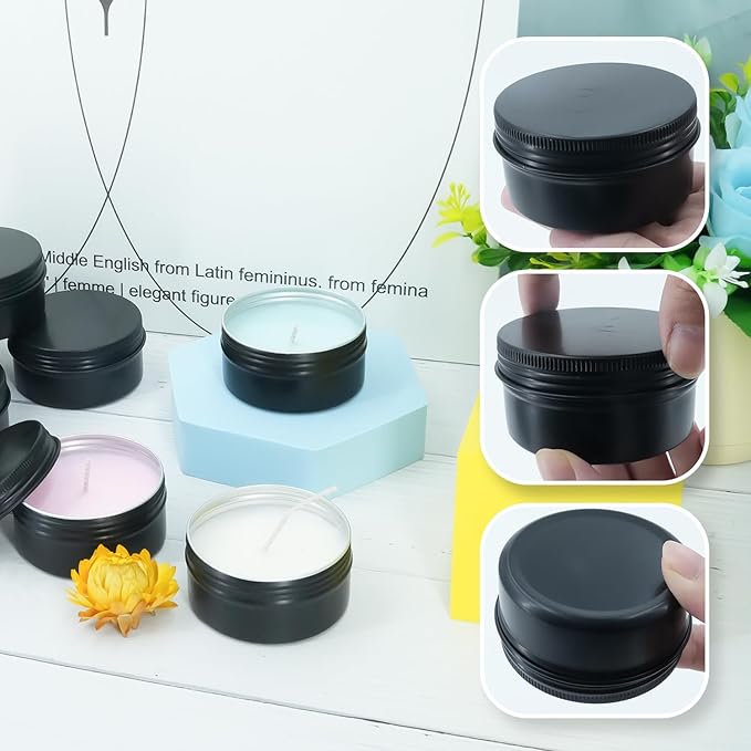 3oz Tins 20 Pack Aluminum Tin Can Metal Tin Container Round Travel Tin Jars 3 oz Tins with Lids for Candle,Creams,Spice