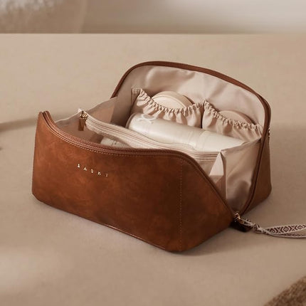 EACHY Travel Makeup Bag,Large Capacity Cosmetic Bags for Women,Waterproof Portable Pouch Open Flat Toiletry Bag Pattern Makeup Bag