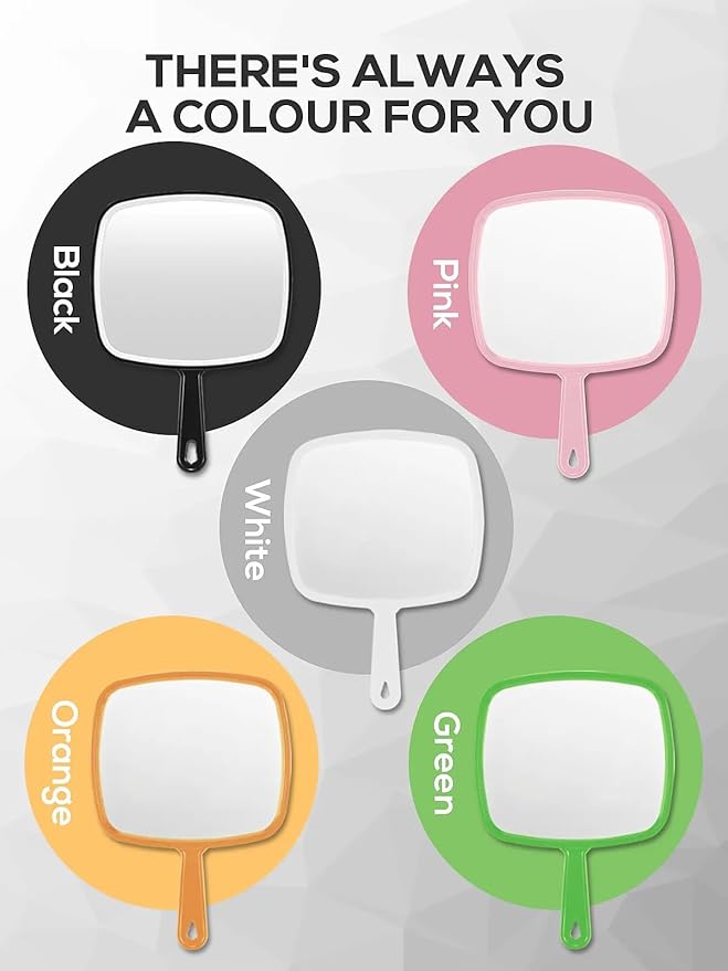 Extra Large Handheld Mirror，Hand Salon Mirror with Handle for Barbers, Hairdressing (White，12.4" Lx 9" W)