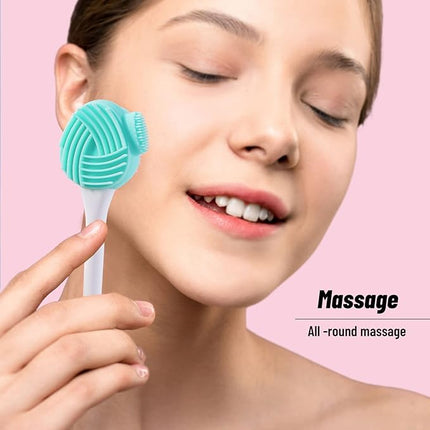 4 Pack Silicone Facial Cleansing Brush 4 in 1, Beomeen Double-Ended Silicone Face Exfoliating Wash Scrub Brush Dual Face for Face Skincare and Massage (Multicolored)