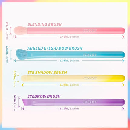 docolor Eye Makeup Brush Set, 4 Pcs Professional Blending Eyeshadow Makeup Brushes Concealer Brush Eyebrow Brush, Soft Hairs & Wood Handle, Vegan ＆ Cruelty-Free