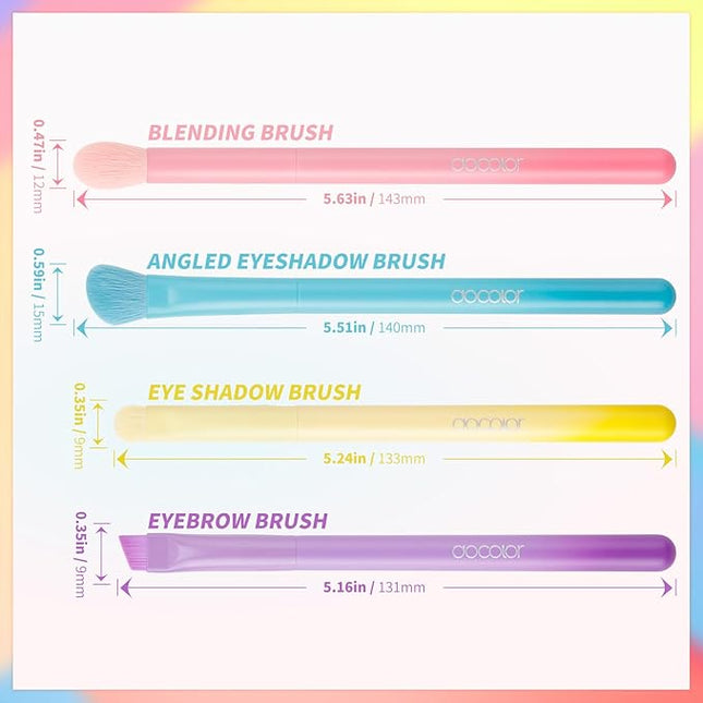 docolor Eye Makeup Brush Set, 4 Pcs Professional Blending Eyeshadow Makeup Brushes Concealer Brush Eyebrow Brush, Soft Hairs & Wood Handle, Vegan ＆ Cruelty-Free