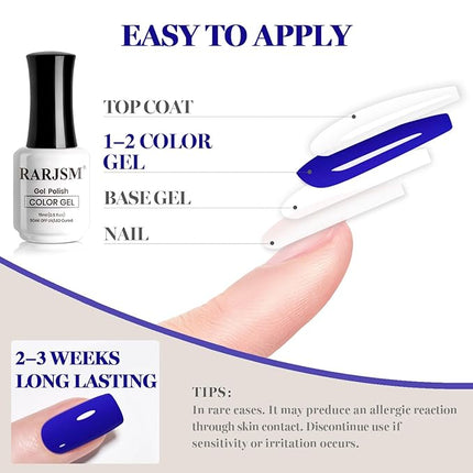 RARJSM Royal Blue Gel Nail Polish 1PCS 15ML Long Lasting Opaque Deep Blue Milky Creamy Gelpolish Soak off U V Curing Required Nail Art French Manicure Salon DIY at Home