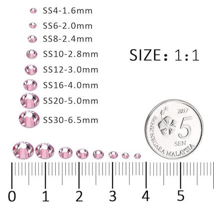 1440Pcs Light Pink Crystal Rhinestones,Glass Flatback Rhinestones Small Gemstones for Nail Face Makeup Art Crafts Clothes Decoration - (SS4, 1.6mm,LightPink)