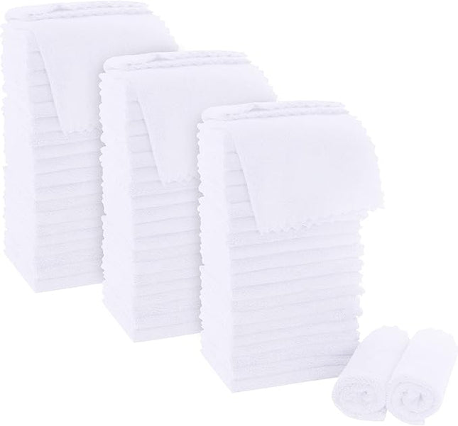 MOONQUEEN Ultra Soft Premium Washcloths Set - 12 x 12 inches - 72 Pack - Quick Drying - Highly Absorbent Coral Velvet Bathroom Wash Clothes (White)