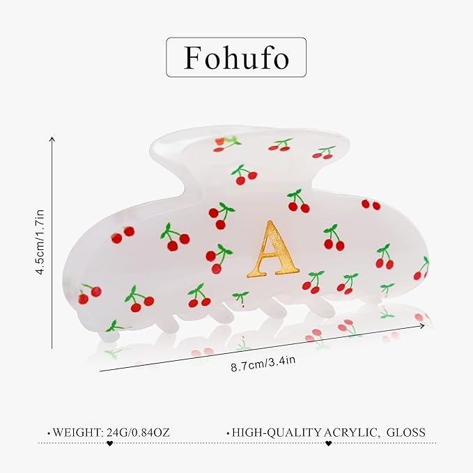 2025 Sister Birthday Gifts for Women - Initial Cherry Hair Clip, Elegant Personalized Letter Gift Wedding Bridesmaid Birthday Gifts for Sister, Cherry Print Hair Accessories, Letter S