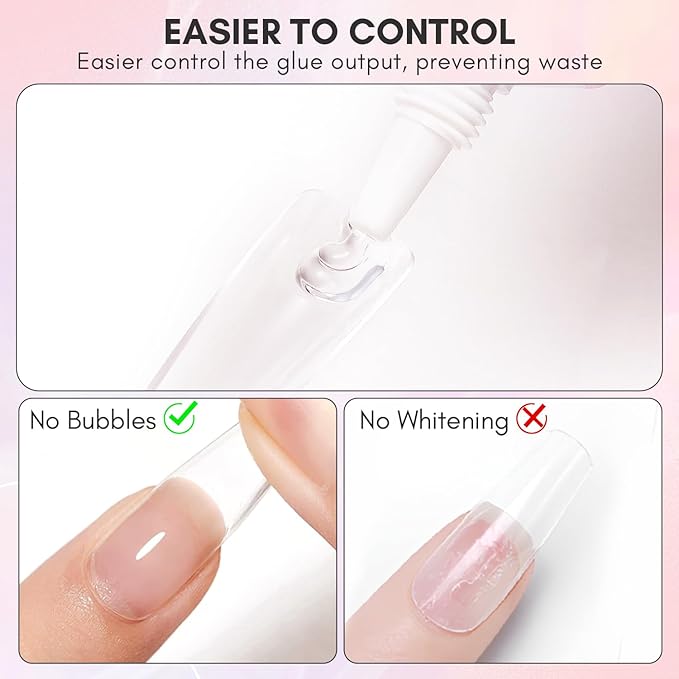 Makartt Gel Nail Glue for Press On Nails - 3D Gel Nail Art, 30ml Super Strong 3 in 1 Solid Nail Glue Gels for False Nail Tips, Long Lasting Manicure Bond, Curing Needed, Pack of 2