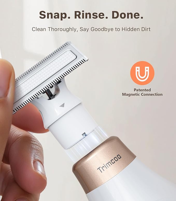 Mini Bikini Trimmer for Women - Intimate Pubic Hair Removal, Electric Body Groomer, Small Portable Wet/Dry Shaver, Magnetic Blade, USB-C Rechargeable with Travel Case, Easy to Clean (White)