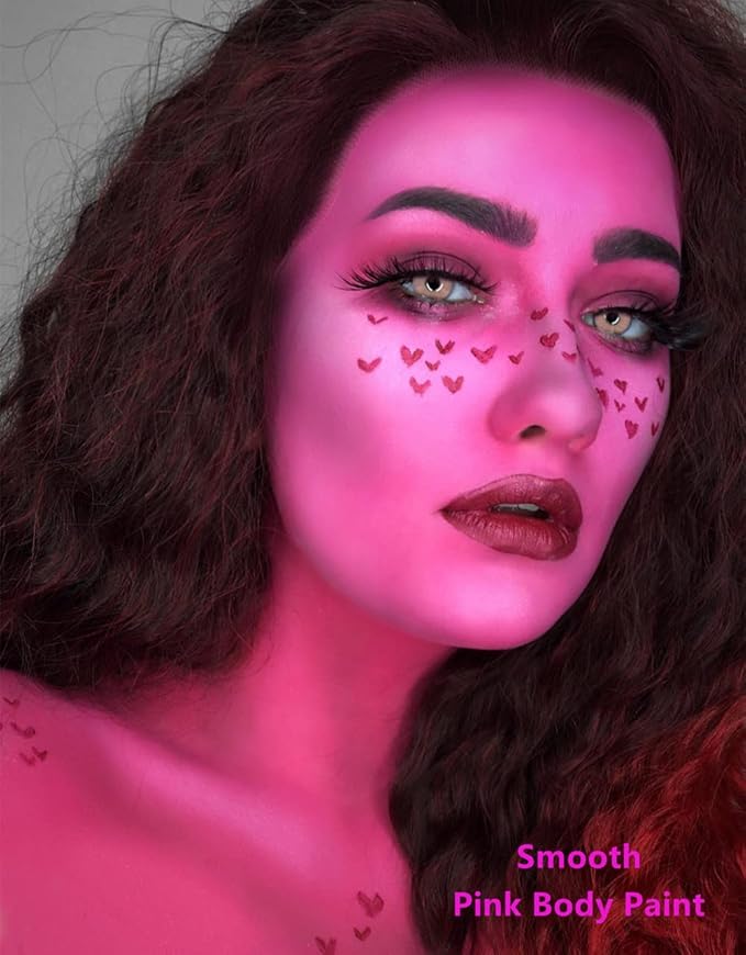 Go Ho Cream-Blendable Hot Pink Face Paint Stick (1.06 Oz),Full-coverage Body Paint for Adults Children Halloween Cosplay SFX Makeup,Waterproof Pink Eye Black Stick