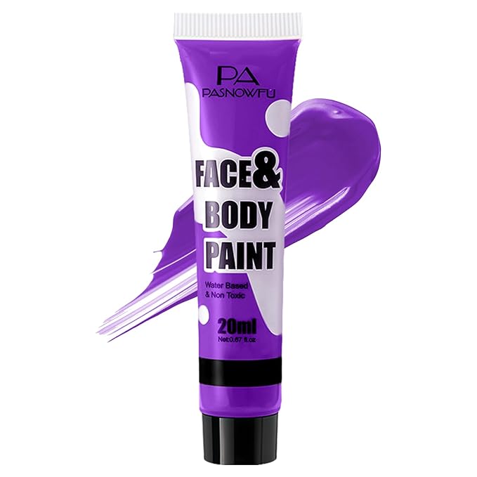 Purple Face Paint -Water Based Non-Toxic Highly Pigmented Body Painting for Fantasy Creature Halloween SFX Cosplay, Full Coverage Washable Paint for Costume Party Stage Performance