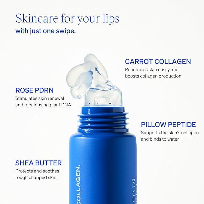 LipLock Jelly Serum for Dry Lips, Long-Lasting, Hydrating, Plumping, Glossy Mask with Rose PDRN, Carrot Collagen, Pillow Peptide, Moisturizing Tinted Lip Balm. (Crystal Clear)