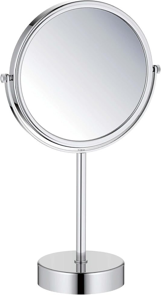 KIBI Free Standing Magnifying Makeup Mirror | Dual-Sided 1X/5X Magnification | 360° Rotating Vanity Mirror for Precise Grooming, Skincare & Beauty (Matte Black, KMM103)