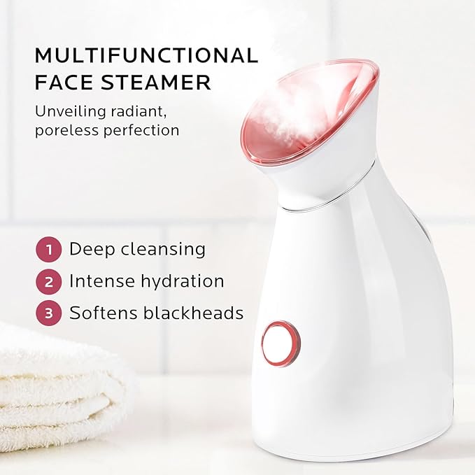 Facial Steamer Skin Care Kit: Face Steamer Home Spa Deep Cleaning Unclogs Pores - Humidifier Hot Mist Relaxing Self Care Gifts for Women with 17 Skin Care Tools