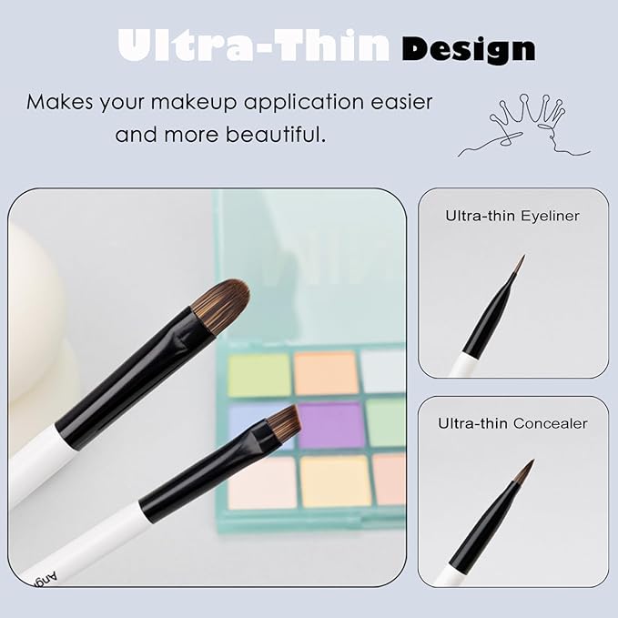 Portable Makeup Brush Set 8pcs Dual Kabuki Powder Concealers Eye shadows Blush Eyeliner Eyebrow Contour Eye blending Brushes (8 IN 16 brush set with waterproof bag)