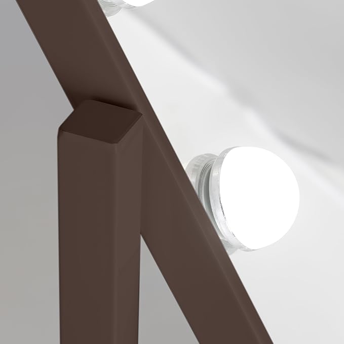 Zadro Hollywood Lighted Vanity Mirror with 15 LED Bulbs, 3 Color Light Settings, 360° Rotation Makeup Mirror Head (21" H x 18" W | 1X | Chocolate)