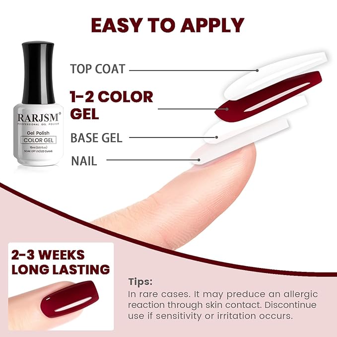 RARJSM Nude Dark Red Gel Nail Polish Cherry Wine Red Burgundy Neutral Skin Tone Sheer Jelly Gel Polish 15ml Single Bottle Transparent Nail Gel Polish Soak off UV LED Cured for Home Salon DIY Manicure