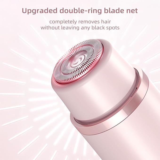Bikini Trimmer for Women Electric Razors for Women, Double Head Dual Purpose, IPX7 Waterproof Hair Razor, Ceramic Blade Hair Trimmer Wet & Dry Use, Painless Electric Shaver for Facial and Body（Pink）