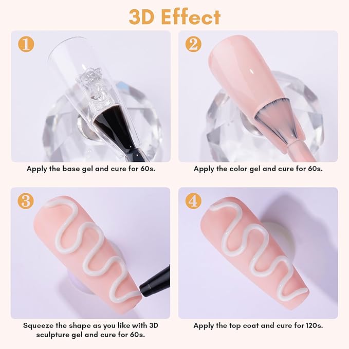 Makartt 3D Gel Nail Art: White and Black Sculpting Candy Molding Gel No Wipe Craving Embossed Gel Polish Set for Decoration Manicure Charm Designs (Whiteout Wonder & Noir)